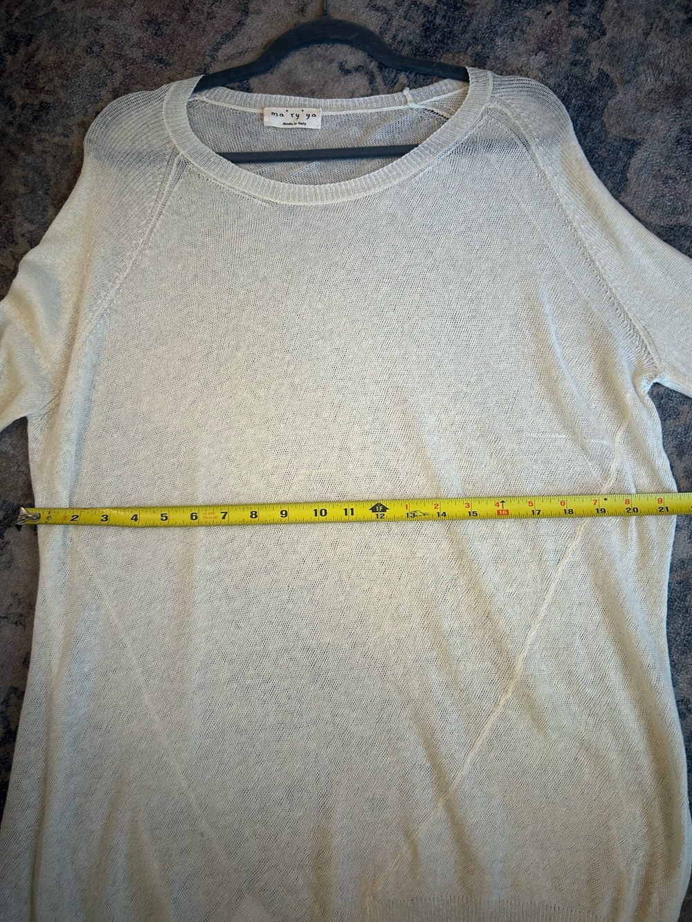 Ma ‘ ry ‘ ya by Mary Icho made in Italy cream fine knit semi gauge sweater L - Picture 5 of 9